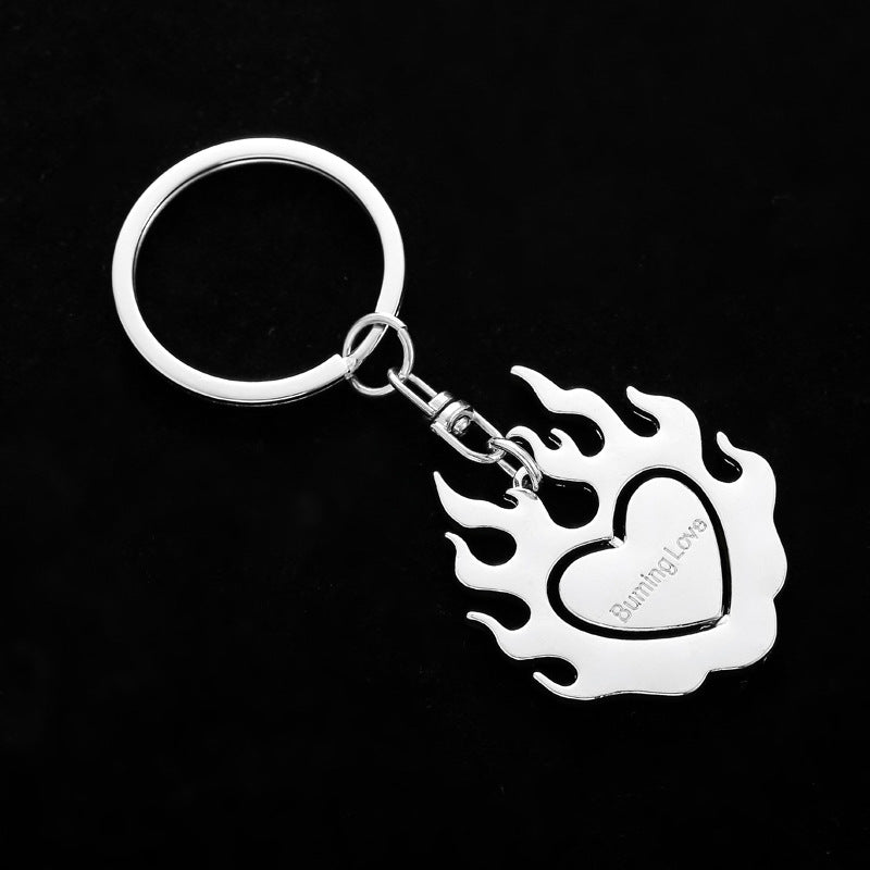 Wholesale Zinc Alloy Burning Flame Love Heart Keychain
